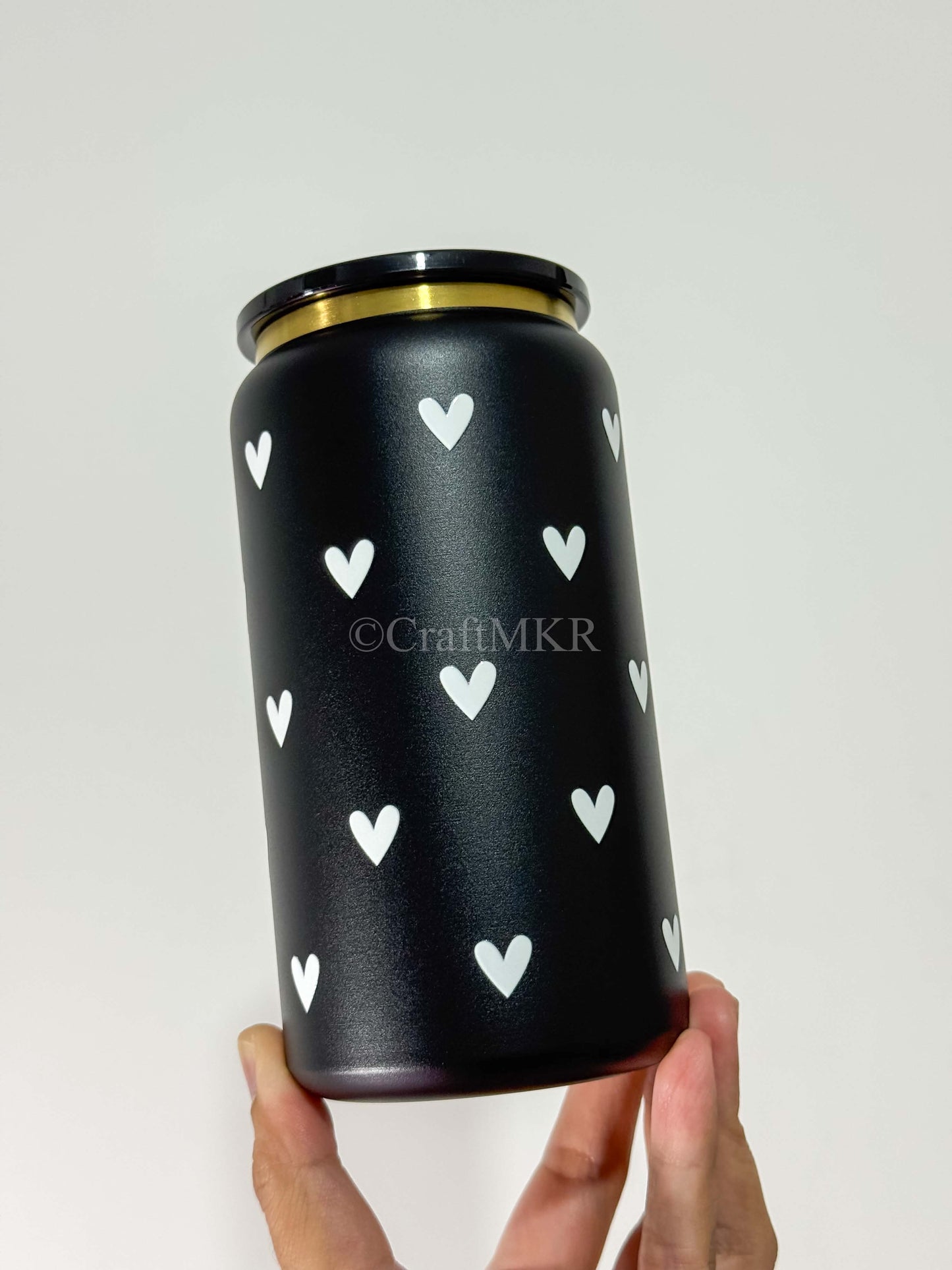 White Mini Hearts Insulated Can Cup.jpg