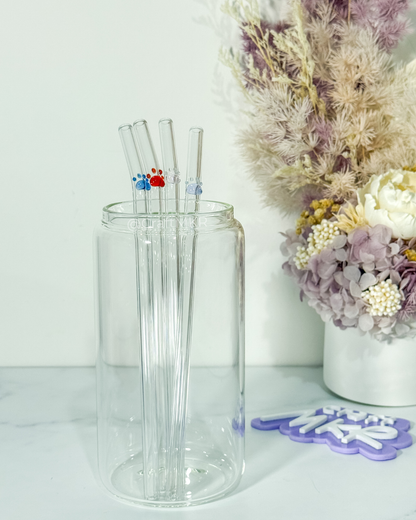 paw print glass straw