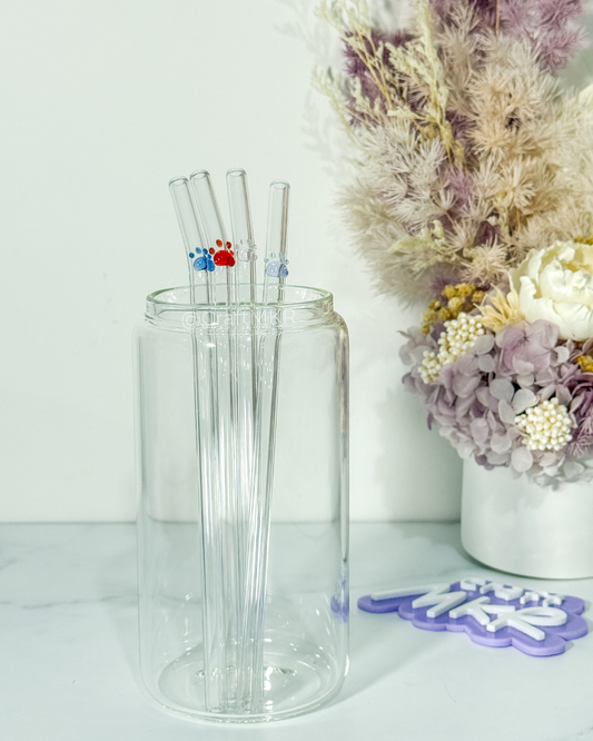 paw print glass straw